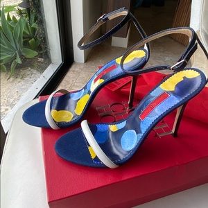 Carolina Herrera denim and Leather sandal